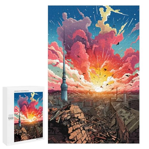 1000 teiliges Puzzle für Erwachsene farbenfrohe psychedelische Architektur Puzzle für Lernspiele Herausforderung Spielzeug Kunstwerk Geschenk 75 x 50 cm von QSYFNBZL