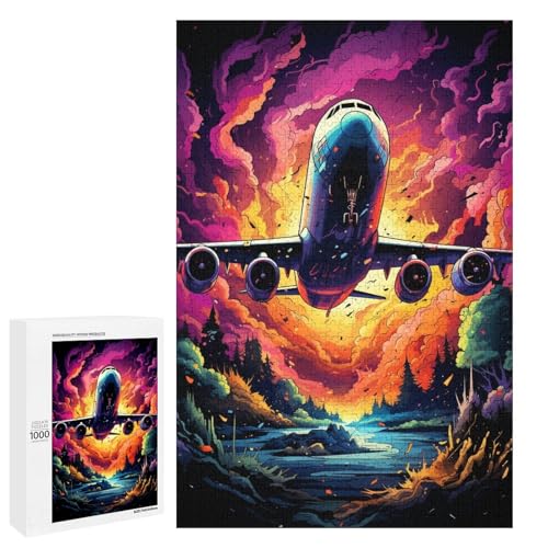 1000 teiliges Puzzle für Erwachsene farbenfrohe psychedelische Flugzeug Puzzles Geburtstagsgeschenke für Teenager ab 14 Jahren 75 x 50 cm von QSYFNBZL