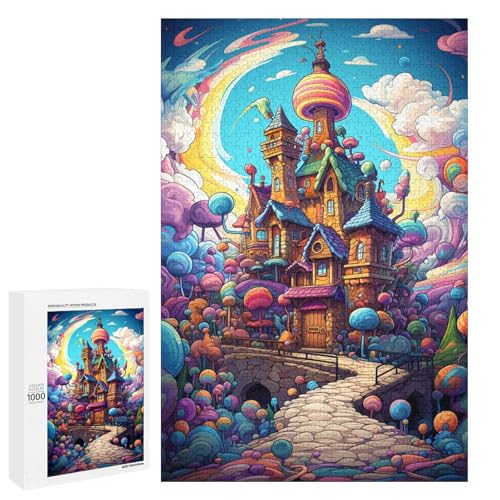 1000 teiliges Puzzle für Erwachsene farbenfrohe psychedelische Hüttenpuzzles Geburtstagsgeschenke für Teenager ab 14 Jahren 75 x 50 cm von QSYFNBZL