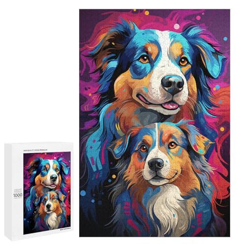 1000 teiliges Puzzle für Erwachsene farbenfrohe psychedelische Hundefreunde Puzzle für Lernspiele Herausforderung Spielzeug Kunstwerk Geschenk 75 x 50 cm 1000 teiliges Puzzle für Erwachsene farbenfrohe psychedelische Hundefreunde Puzzle für Lernspiele Herausforderung Spielzeug Kunstwerk Geschenk 75 x 50 cm von QSYFNBZL