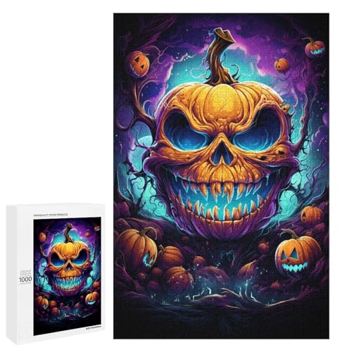 1000 teiliges Puzzle für Erwachsene farbenfrohe psychedelische Zeichnung eines Kürbisses Geburtstagsgeschenk für Teenager ab 14 Jahren 75 x 50 cm von QSYFNBZL
