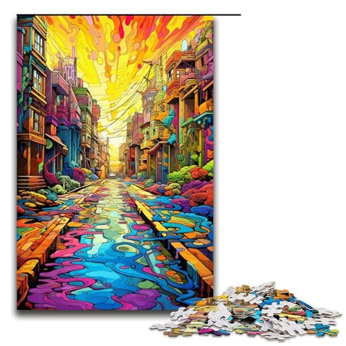 1000 teiliges Puzzle für Erwachsene farbenfrohe psychedelische gelbe Ziegelsteinstraße Puzzle für Erwachsene Holzpuzzle anspruchsvolles Spiel 75 x 50 cm 1000 teiliges Puzzle für Erwachsene farbenfrohe psychedelische gelbe Ziegelsteinstraße Puzzle für Erwachsene Holzpuzzle anspruchsvolles Spiel 75 x 50 cm von QSYFNBZL