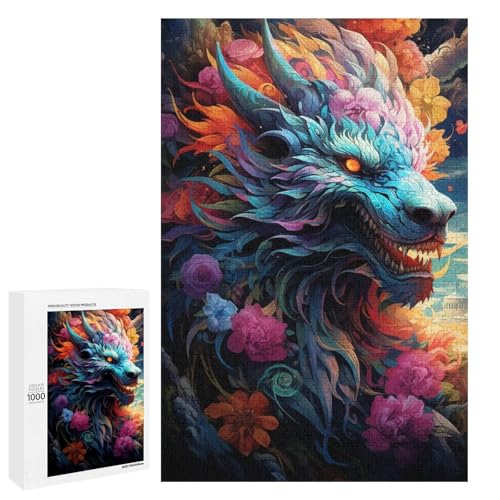1000 teiliges Puzzle für Erwachsene farbenfroher Psychedelischer Drache unter Rosen Puzzle für Erwachsene Holzpuzzle anspruchsvolles Spiel 75 x 50 cm 1000 teiliges Puzzle für Erwachsene farbenfroher Psychedelischer Drache unter Rosen Puzzle für Erwachsene Holzpuzzle anspruchsvolles Spiel 75 x 50 cm von QSYFNBZL