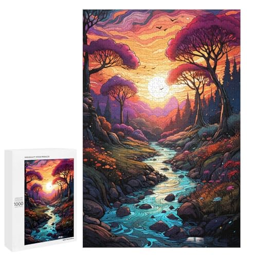 1000 teiliges Puzzle für Erwachsene farbenfroher Psychedelischer Fantasiewald Puzzle für Lernspiele Herausforderung Spielzeug Kunstwerk Geschenk 75 x 50 cm von QSYFNBZL