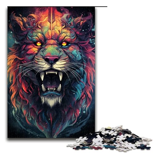 1000 teiliges Puzzle für Erwachsene farbenfroher Psychedelischer Löwe aus der Zukunft Puzzle Geschenke Geburtstagsgeschenke für Teenager ab 14 Jahren 75 x 50 cm von QSYFNBZL