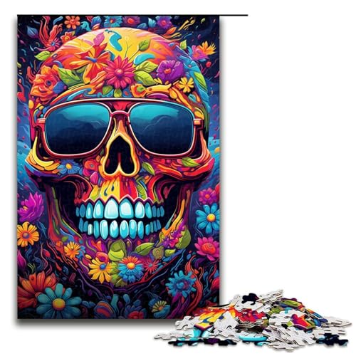 1000 teiliges Puzzle für Erwachsene farbenfroher Psychedelischer Totenkopf Lernpuzzle Lernspiel für Geburtstag und Weihnachten 75 x 50 cm von QSYFNBZL