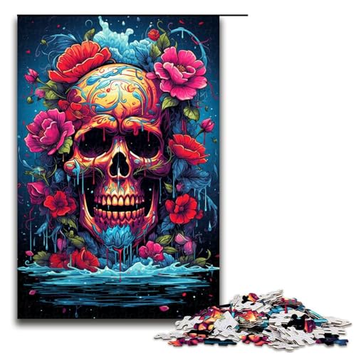 1000 teiliges Puzzle für Erwachsene farbenfroher Psychedelischer Totenkopf und Rosen dekomprimierendes intellektuelles Lernspielzeug Geschenkideen 75 x 50 cm 1000 teiliges Puzzle für Erwachsene farbenfroher Psychedelischer Totenkopf und Rosen dekomprimierendes intellektuelles Lernspielzeug Geschenkideen 75 x 50 cm von QSYFNBZL