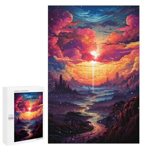 1000 teiliges Puzzle für Erwachsene farbenfroher Psychedelischer verträumter Sonnenuntergang Puzzle für Lernspiele Herausforderung Spielzeug Kunstwerk Geschenk 75 x 50 cm von QSYFNBZL