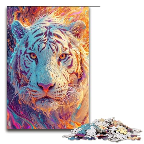 1000 teiliges Puzzle für Erwachsene farbenfrohes Kunst Puzzle mit weißem Tiger für Lernspiele Herausforderung Spielzeug Kunstwerk Geschenk 1000 PCS 1000 teiliges Puzzle für Erwachsene farbenfrohes Kunst Puzzle mit weißem Tiger für Lernspiele Herausforderung Spielzeug Kunstwerk Geschenk 1000 PCS von QSYFNBZL