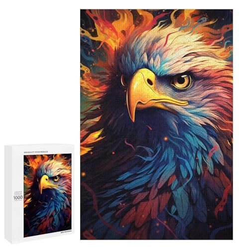 1000 teiliges Puzzle für Erwachsene farbenfrohes psychedelisches Adler Puzzle für Lernspiele Herausforderung Spielzeug Kunstwerk Geschenk 75 x 50 cm von QSYFNBZL