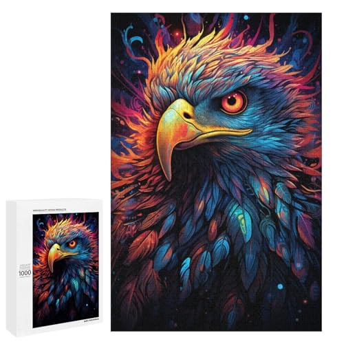 1000 teiliges Puzzle für Erwachsene farbenfrohes psychedelisches Adler Puzzle für Lernspiele Herausforderung Spielzeug Kunstwerk Geschenk 75 x 50 cm von QSYFNBZL