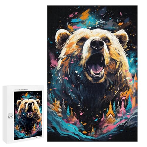 1000 teiliges Puzzle für Erwachsene farbenfrohes psychedelisches Bären Puzzle für Lernspiele Herausforderung Spielzeug Kunstwerk Geschenk 75 x 50 cm von QSYFNBZL