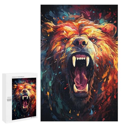 1000 teiliges Puzzle für Erwachsene farbenfrohes psychedelisches Bären Puzzle für Lernspiele Herausforderung Spielzeug Kunstwerk Geschenk 75 x 50 cm von QSYFNBZL