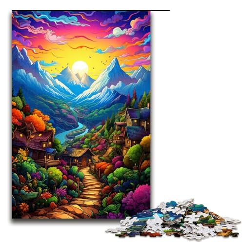 1000 teiliges Puzzle für Erwachsene farbenfrohes psychedelisches Bergdorf Puzzle für Erwachsene Holzpuzzle anspruchsvolles Spiel 75 x 50 cm 1000 teiliges Puzzle für Erwachsene farbenfrohes psychedelisches Bergdorf Puzzle für Erwachsene Holzpuzzle anspruchsvolles Spiel 75 x 50 cm von QSYFNBZL