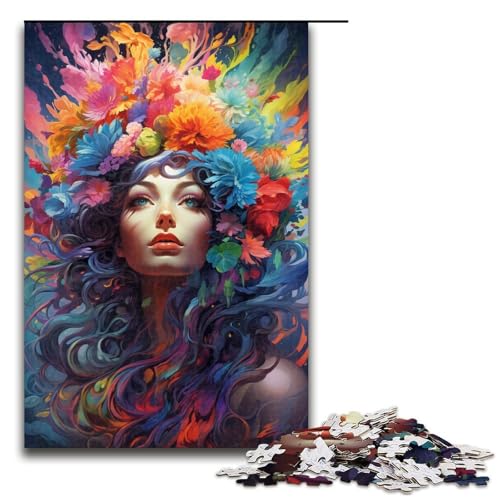 1000 teiliges Puzzle für Erwachsene farbenfrohes psychedelisches Blumenfrauen Puzzle für Erwachsene Holzpuzzle anspruchsvolles Spiel 75 x 50 cm 1000 teiliges Puzzle für Erwachsene farbenfrohes psychedelisches Blumenfrauen Puzzle für Erwachsene Holzpuzzle anspruchsvolles Spiel 75 x 50 cm von QSYFNBZL
