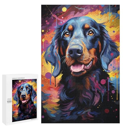 1000 teiliges Puzzle für Erwachsene farbenfrohes psychedelisches Dackel Spiel ganze Familie 75 x 50 cm von QSYFNBZL