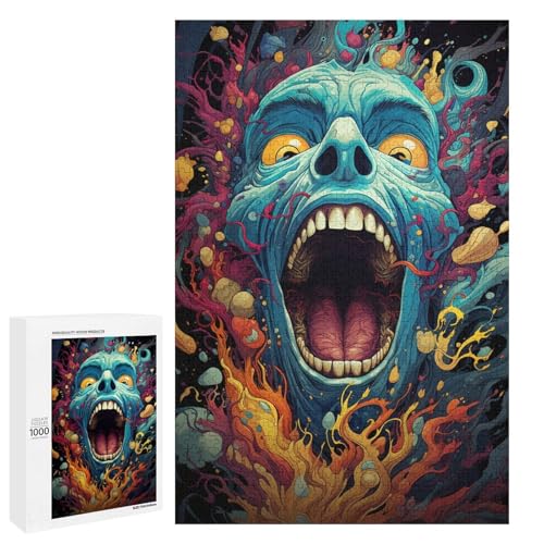 1000 teiliges Puzzle für Erwachsene farbenfrohes psychedelisches Dämonen Lernpuzzle Lernspiel für Geburtstag und Weihnachten 75 x 50 cm von QSYFNBZL