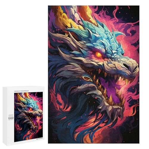 1000 teiliges Puzzle für Erwachsene farbenfrohes psychedelisches Drachenmonster Puzzle für Lernspiele Herausforderung Spielzeug Kunstwerk Geschenk 75 x 50 cm von QSYFNBZL