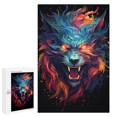 1000 teiliges Puzzle für Erwachsene farbenfrohes psychedelisches Drachentier Lernpuzzle Lernspiel für Geburtstag und Weihnachten 75 x 50 cm von QSYFNBZL