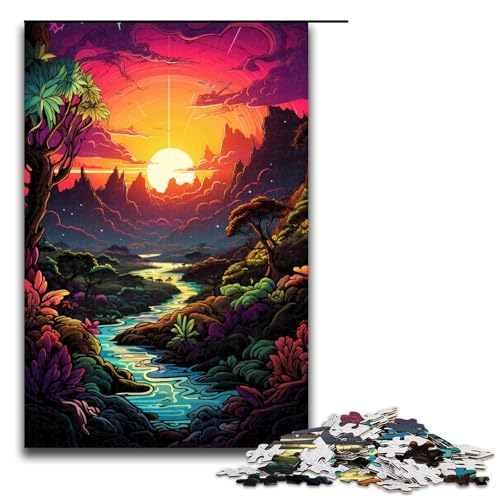 1000 teiliges Puzzle für Erwachsene farbenfrohes psychedelisches Dschungel Puzzle Geburtstagsgeschenk für Teenager ab 14 Jahren 75 x 50 cm von QSYFNBZL