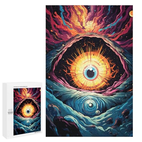1000 teiliges Puzzle für Erwachsene farbenfrohes psychedelisches Fantasie Weltraum Augen Puzzle für Lernspiele Herausforderung Spielzeug Kunstwerk Geschenk 75 x 50 cm von QSYFNBZL