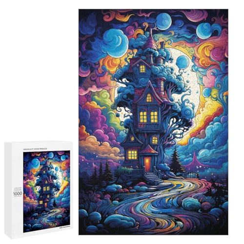 1000 teiliges Puzzle für Erwachsene farbenfrohes psychedelisches Fantasy Haus Puzzle für Erwachsene Holzpuzzle anspruchsvolles Spiel 75 x 50 cm 1000 teiliges Puzzle für Erwachsene farbenfrohes psychedelisches Fantasy Haus Puzzle für Erwachsene Holzpuzzle anspruchsvolles Spiel 75 x 50 cm von QSYFNBZL