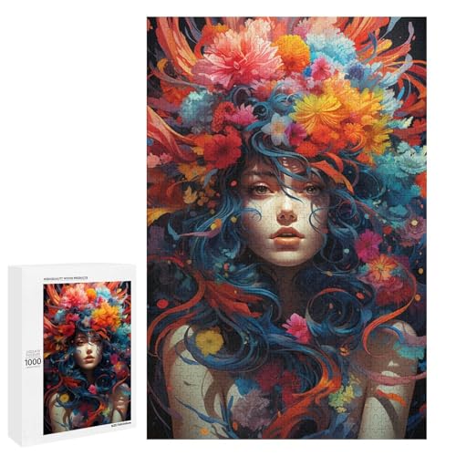 1000 teiliges Puzzle für Erwachsene farbenfrohes psychedelisches Fantasy Mädchen Puzzle Geburtstagsgeschenk für Teenager ab 14 Jahren 75 x 50 cm von QSYFNBZL