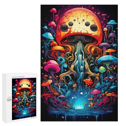 1000 teiliges Puzzle für Erwachsene farbenfrohes psychedelisches Fantasy Pilze Spiel ganze Familie 75 x 50 cm von QSYFNBZL