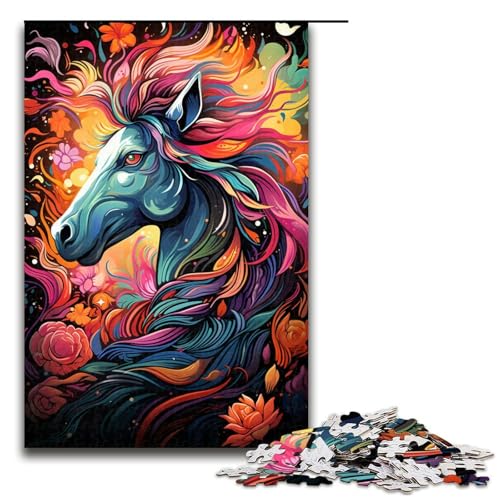 1000 teiliges Puzzle für Erwachsene farbenfrohes psychedelisches Flammenpferd Puzzle für Erwachsene Holzpuzzle anspruchsvolles Spiel 75 x 50 cm 1000 teiliges Puzzle für Erwachsene farbenfrohes psychedelisches Flammenpferd Puzzle für Erwachsene Holzpuzzle anspruchsvolles Spiel 75 x 50 cm von QSYFNBZL