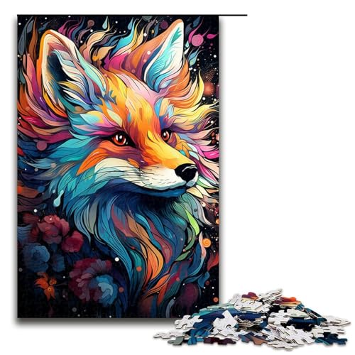 1000 teiliges Puzzle für Erwachsene farbenfrohes psychedelisches Flash Fuchs Puzzle für Lernspiele Herausforderung Spielzeug Kunstwerk Geschenk 75 x 50 cm von QSYFNBZL