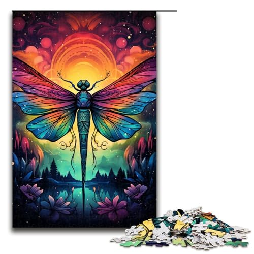 1000 teiliges Puzzle für Erwachsene farbenfrohes psychedelisches Galaxie Libellen Puzzle für Lernspiele Herausforderung Spielzeug Kunstwerk Geschenk 75 x 50 cm von QSYFNBZL