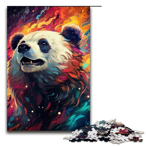 1000 teiliges Puzzle für Erwachsene farbenfrohes psychedelisches Galaxie Panda Puzzle Geburtstagsgeschenk für Teenager ab 14 Jahren 75 x 50 cm von QSYFNBZL