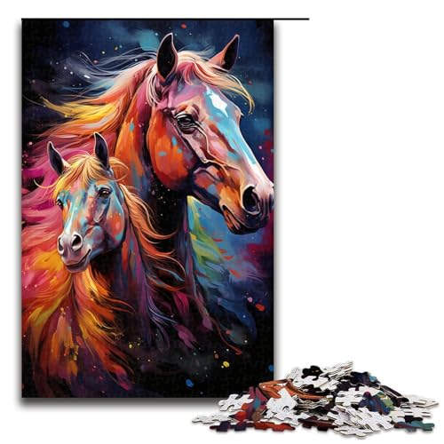 1000 teiliges Puzzle für Erwachsene farbenfrohes psychedelisches Galaxie Pferd Lernpuzzle Lernspiel für Geburtstag und Weihnachten 75 x 50 cm von QSYFNBZL