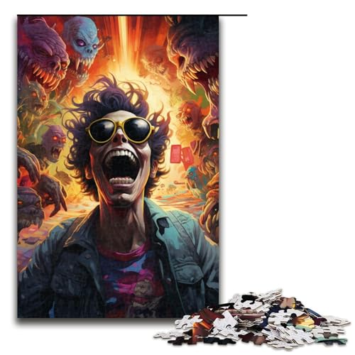 1000 teiliges Puzzle für Erwachsene farbenfrohes psychedelisches Gangster Zombie Puzzle für Lernspiele Herausforderung Spielzeug Kunstwerk Geschenk 75 x 50 cm von QSYFNBZL