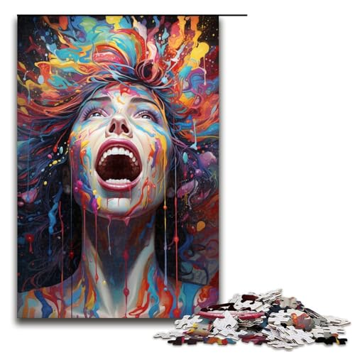 1000 teiliges Puzzle für Erwachsene farbenfrohes psychedelisches Gemälde Mädchen Puzzle für Lernspiele Herausforderung Spielzeug Kunstwerk Geschenk 75 x 50 cm von QSYFNBZL
