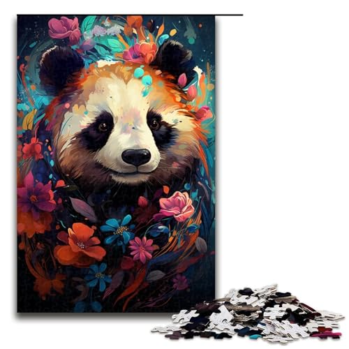 1000 teiliges Puzzle für Erwachsene farbenfrohes psychedelisches Gemälde Panda Puzzle für Lernspiele Herausforderung Spielzeug Kunstwerk Geschenk 75 x 50 cm von QSYFNBZL
