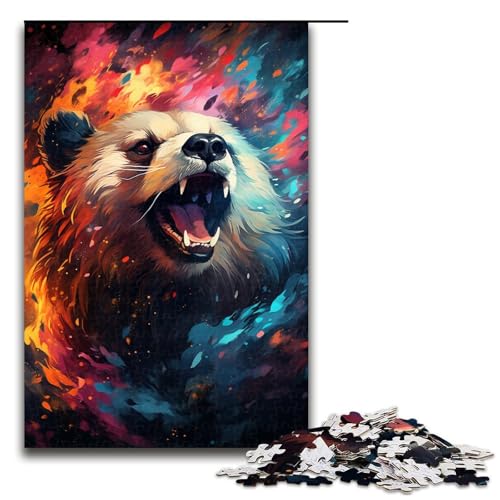 1000 teiliges Puzzle für Erwachsene farbenfrohes psychedelisches Gemälde Panda Puzzlespiel perfekte Dekoration für Teenager ab 14 Jahren 75 x 50 cm von QSYFNBZL