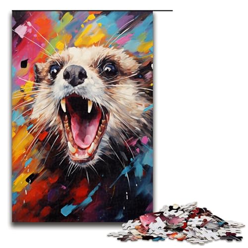 1000 teiliges Puzzle für Erwachsene farbenfrohes psychedelisches Gemälde eines Frettchens Puzzle für Erwachsene Holzpuzzle anspruchsvolles Spiel 75 x 50 cm 1000 teiliges Puzzle für Erwachsene farbenfrohes psychedelisches Gemälde eines Frettchens Puzzle für Erwachsene Holzpuzzle anspruchsvolles Spiel 75 x 50 cm von QSYFNBZL