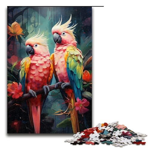 1000 teiliges Puzzle für Erwachsene farbenfrohes psychedelisches Gemälde eines Nymphensittichs anspruchsvolles Spiel EIN Kunstwerk geeignet für Jugendliche ab 14 Jahren 75 x 50 cm von QSYFNBZL