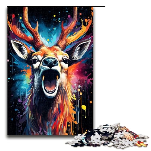 1000 teiliges Puzzle für Erwachsene farbenfrohes psychedelisches Gemälde mit Hirsch Puzzle für Kinder Holzpuzzle Lernspiel für Erwachsene 75 x 50 cm 1000 teiliges Puzzle für Erwachsene farbenfrohes psychedelisches Gemälde mit Hirsch Puzzle für Kinder Holzpuzzle Lernspiel für Erwachsene 75 x 50 cm von QSYFNBZL