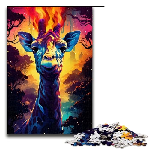1000 teiliges Puzzle für Erwachsene farbenfrohes psychedelisches Giraffenspiel ganze Familie 75 x 50 cm von QSYFNBZL