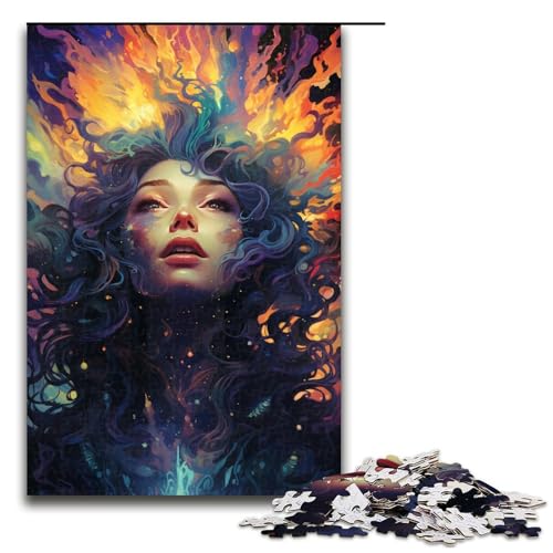 1000 teiliges Puzzle für Erwachsene farbenfrohes psychedelisches Göttinnen Spiel ganze Familie 75 x 50 cm von QSYFNBZL