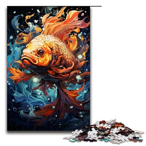 1000 teiliges Puzzle für Erwachsene farbenfrohes psychedelisches Goldfisch Spiel ganze Familie 75 x 50 cm von QSYFNBZL