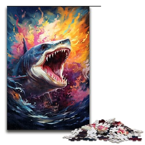 1000 teiliges Puzzle für Erwachsene farbenfrohes psychedelisches Hai Puzzle für Erwachsene Holzpuzzle anspruchsvolles Spiel 75 x 50 cm 1000 teiliges Puzzle für Erwachsene farbenfrohes psychedelisches Hai Puzzle für Erwachsene Holzpuzzle anspruchsvolles Spiel 75 x 50 cm von QSYFNBZL
