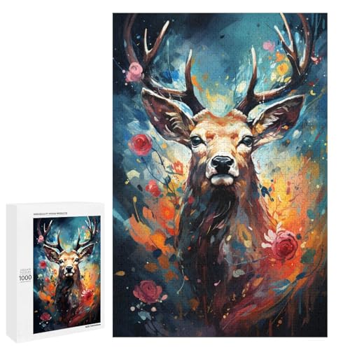 1000 teiliges Puzzle für Erwachsene farbenfrohes psychedelisches Hirschtier Puzzle für Lernspiele Herausforderung Spielzeug Kunstwerk Geschenk 75 x 50 cm 1000 teiliges Puzzle für Erwachsene farbenfrohes psychedelisches Hirschtier Puzzle für Lernspiele Herausforderung Spielzeug Kunstwerk Geschenk 75 x 50 cm von QSYFNBZL