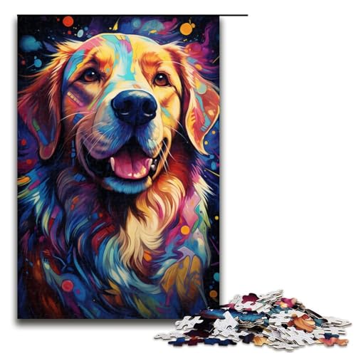 1000 teiliges Puzzle für Erwachsene farbenfrohes psychedelisches Hunde Puzzle anspruchsvolles Spiel EIN Kunstwerk geeignet für Kinder und Jugendliche ab 14 Jahren 75 x 50 cm von QSYFNBZL