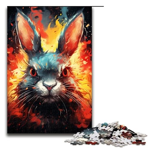 1000 teiliges Puzzle für Erwachsene farbenfrohes psychedelisches Kaninchen Spiel ganze Familie 75 x 50 cm von QSYFNBZL