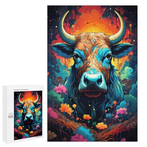 1000 teiliges Puzzle für Erwachsene farbenfrohes psychedelisches Kuh Puzzle für Erwachsene Holzpuzzle anspruchsvolles Spiel 75 x 50 cm 1000 teiliges Puzzle für Erwachsene farbenfrohes psychedelisches Kuh Puzzle für Erwachsene Holzpuzzle anspruchsvolles Spiel 75 x 50 cm von QSYFNBZL
