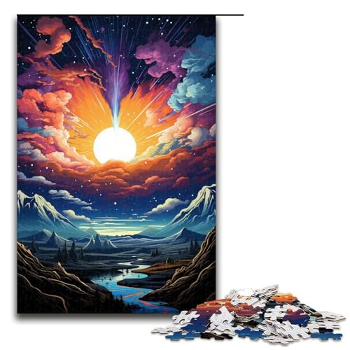 1000 teiliges Puzzle für Erwachsene farbenfrohes psychedelisches Landschaftskunst Puzzle anspruchsvolles Spiel EIN Kunstwerk geeignet für Jugendliche ab 14 Jahren 75 x 50 cm von QSYFNBZL