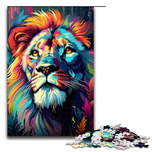 1000 teiliges Puzzle für Erwachsene farbenfrohes psychedelisches Löwen Puzzle Geburtstagsgeschenk für Teenager ab 14 Jahren 75 x 50 cm von QSYFNBZL